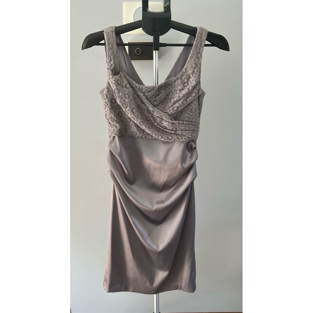 The Limited Women's Gray Silver Ruched Pleated Lace Sleeveless Dress Size‎ 4